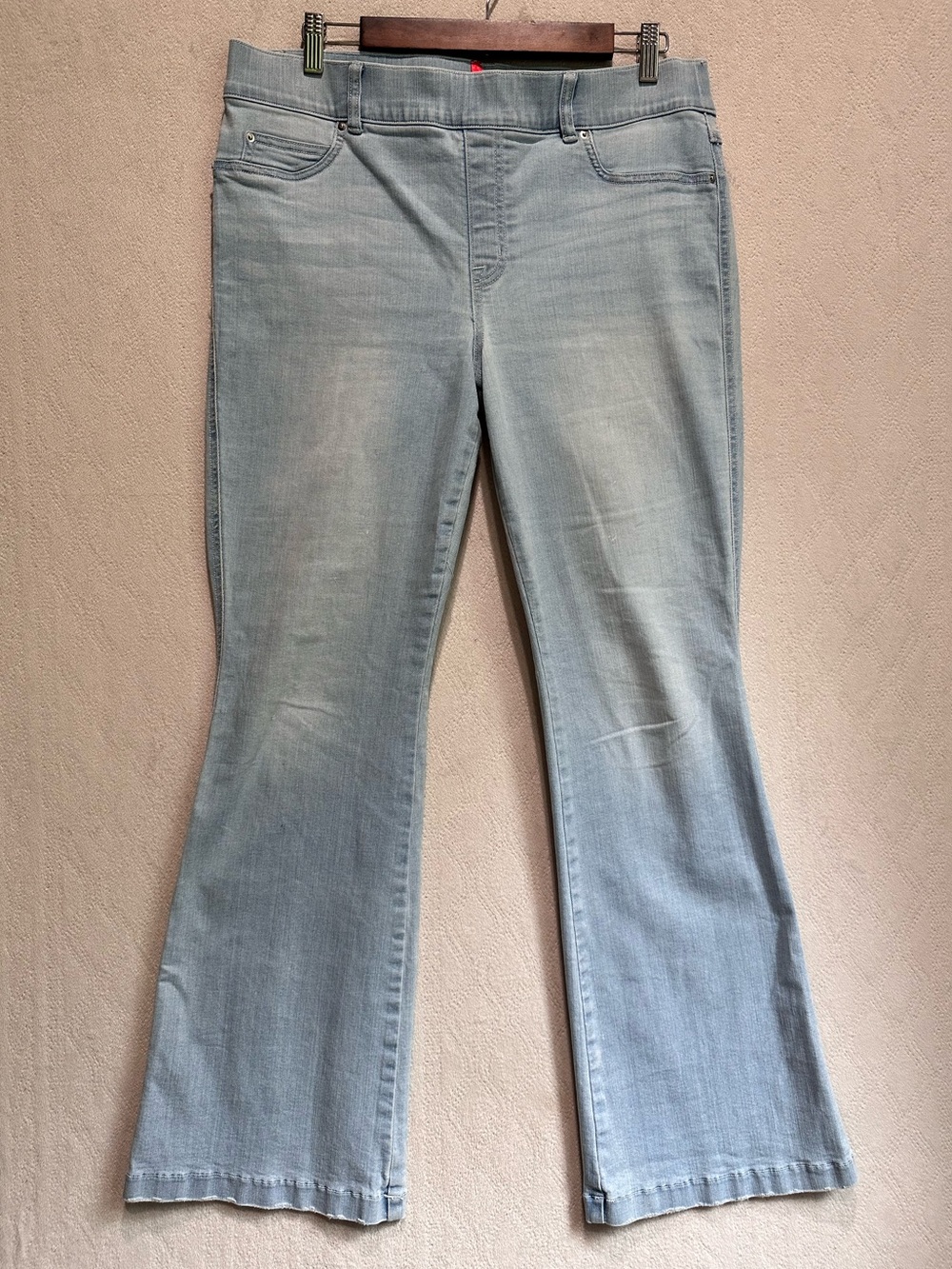 Spanx Women's Light Blue Flare Jeans - Stretch Bootcut Style Pull On Sz XL